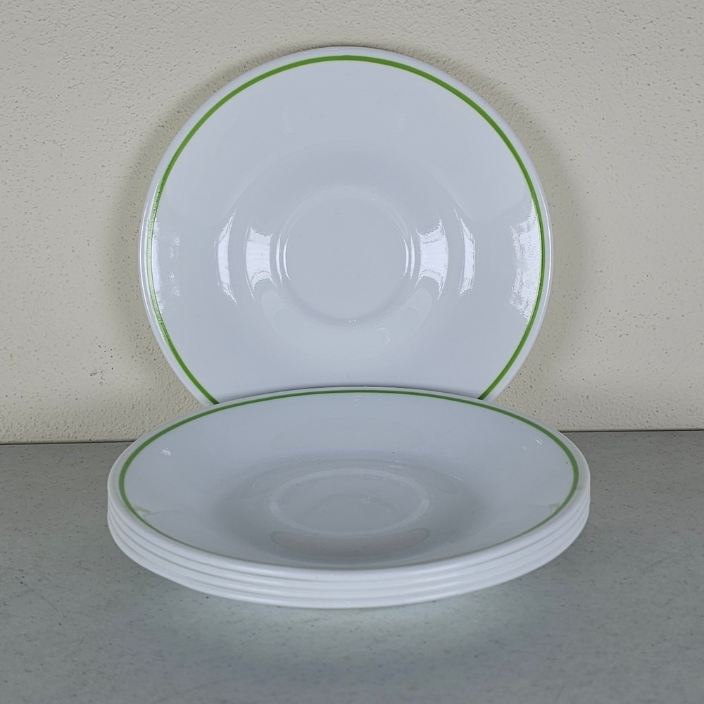 Set of 5 Corelle Spring Meadow Green Stripe Replacement Saucer Plates 6.25"